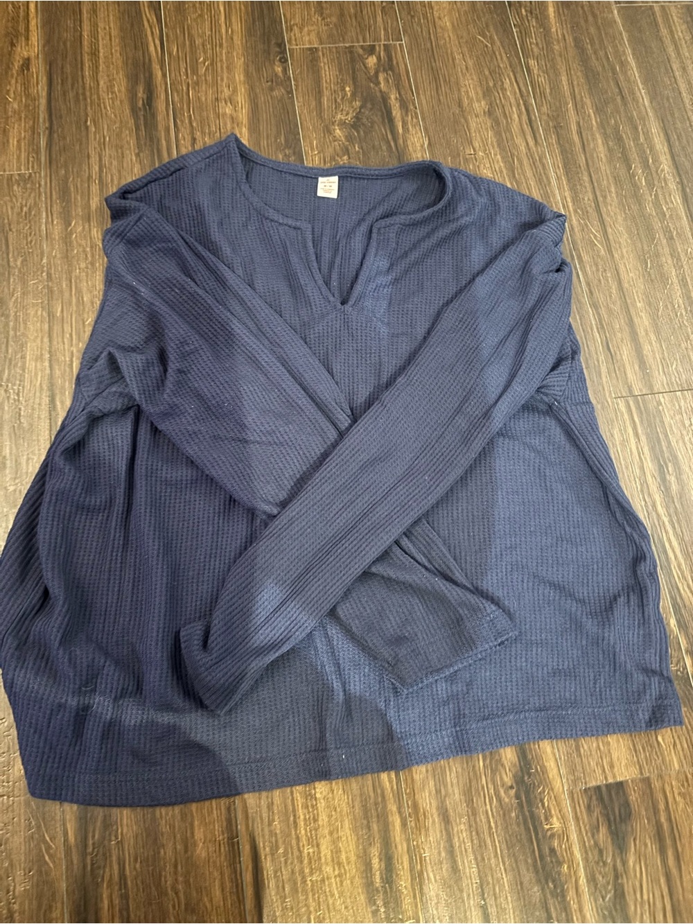 Navy Waffle Knit Long-Sleeve Sweater